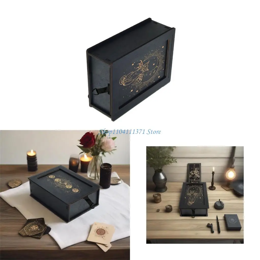 

P9FC Коробка для хранения тароц -карт портативные карты контейнер астрология безделушки Организаторы ящики нажатия