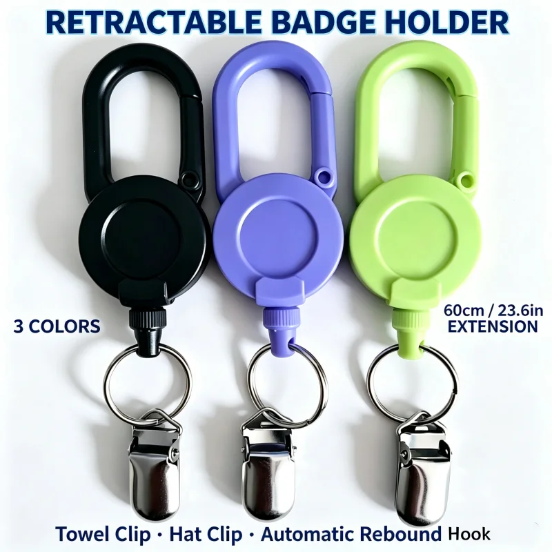 Multi Functional Retractable Towel Clip Keychain, Hat Clip, Automatic Rebound And Contraction Hook Clip. Free Stretching