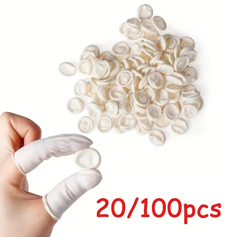 20/100pcs Disposable Anti Static Rubber Latex Finger Cots Eyebrow Extension Gloves Practical Off Tool Accessories