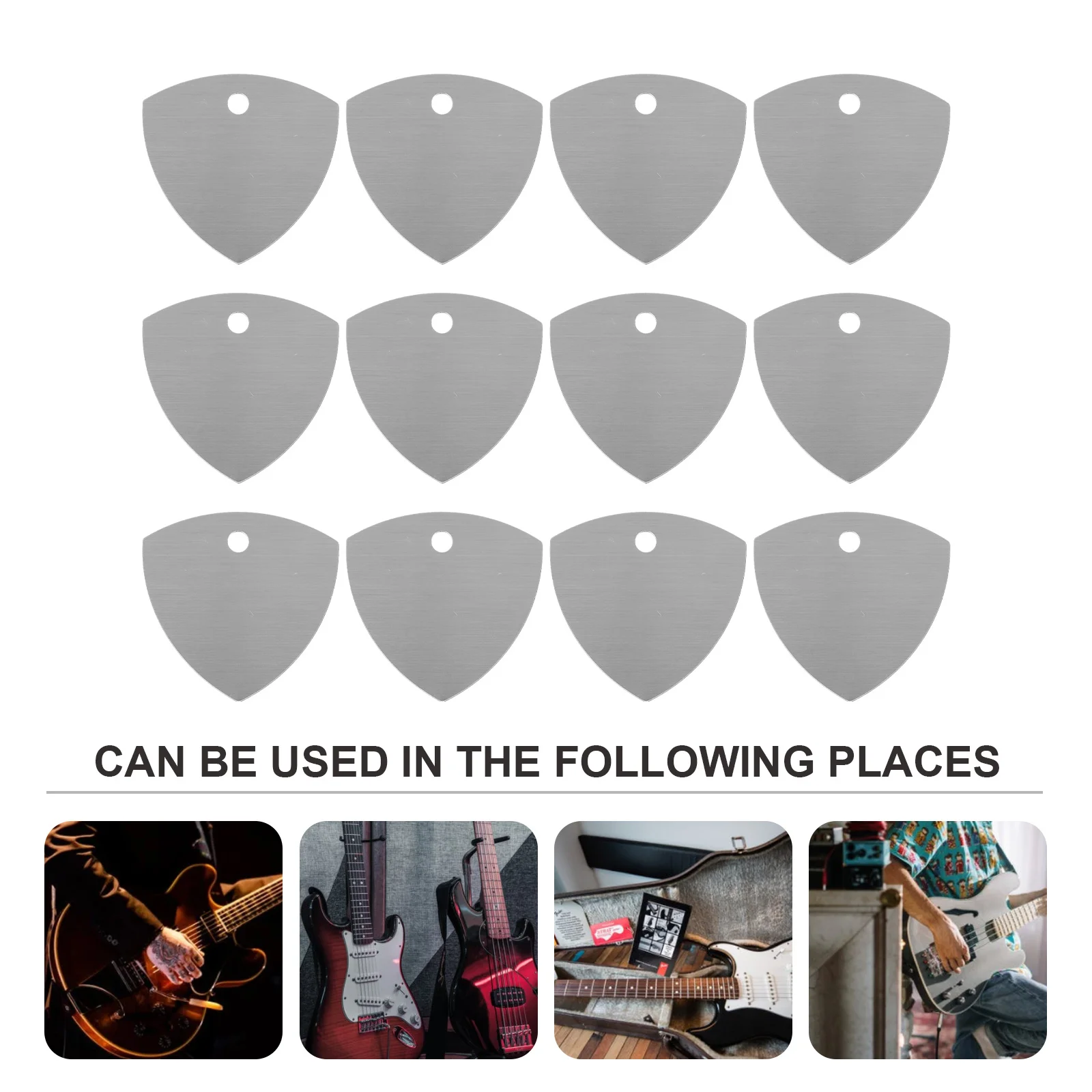 

12Pcs Stainless Steel Guitar Picks Premium Material Heavy Duty Plectrums for Guitar Bass Smooth Finish Enhances Sound Clarity