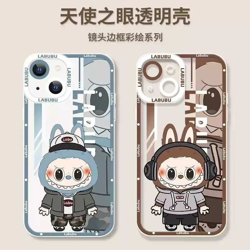 Cartoon Labubu Couples Phone Case For Xiaomi Redmi Note 14 13 12 12C 11 10 10C 13C 10s Pro Plus Max 4G 5G Transparent Cover image 2