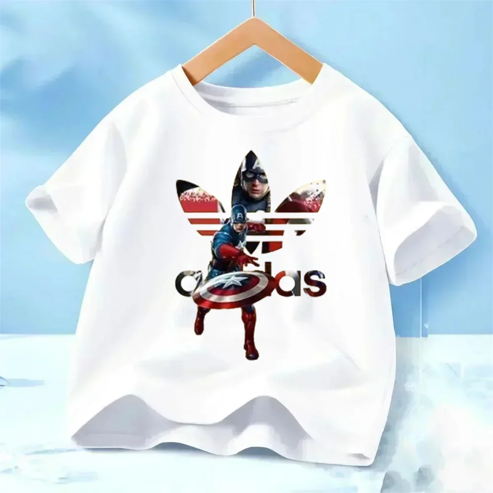 

Summer Short Sleeve Children T Shirt Marvel Captain America Print Fashion Cotton Tshirt Kid Boy Girl Clothes Casual Baby Tee Top