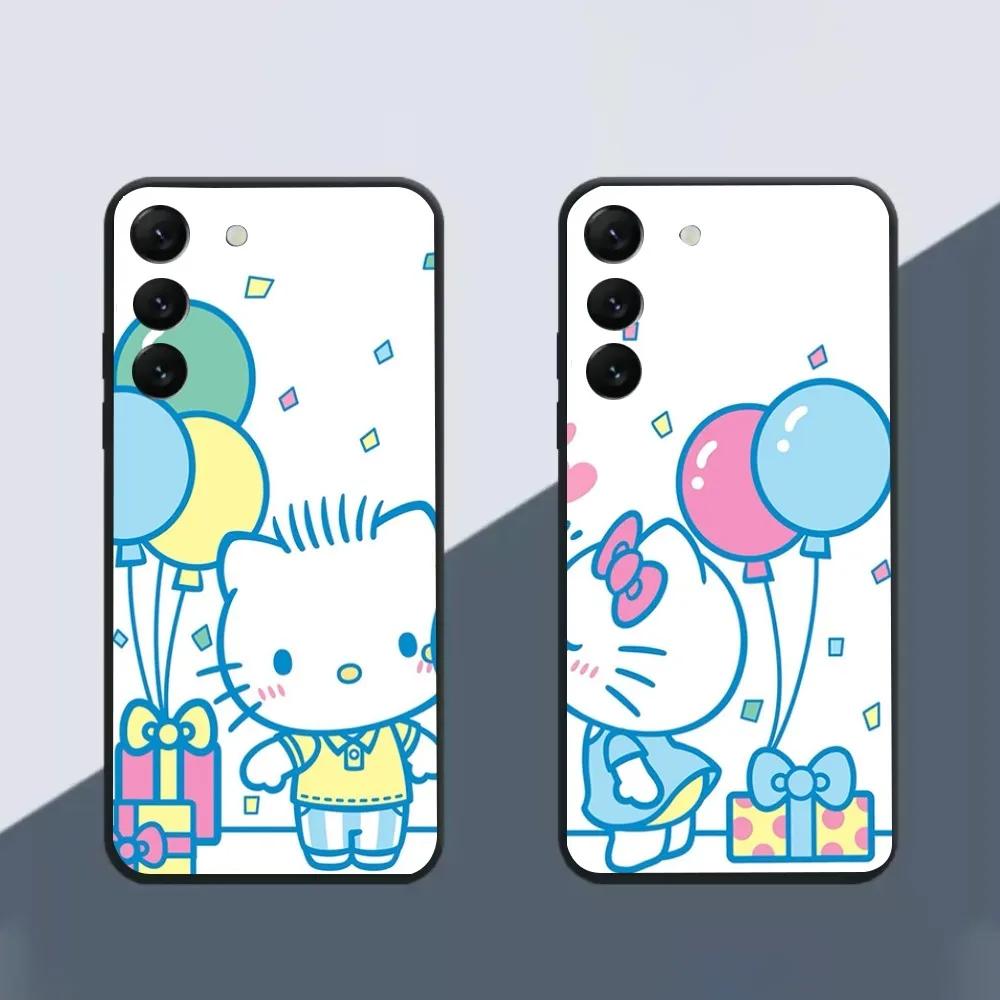 S-Sario H-hello Kitty And Dear D-daniel Phone Case For Samsung Galaxy A52 A12 A51 Edge S22ULTRA S23 LITE Plus Ultra Black Cover