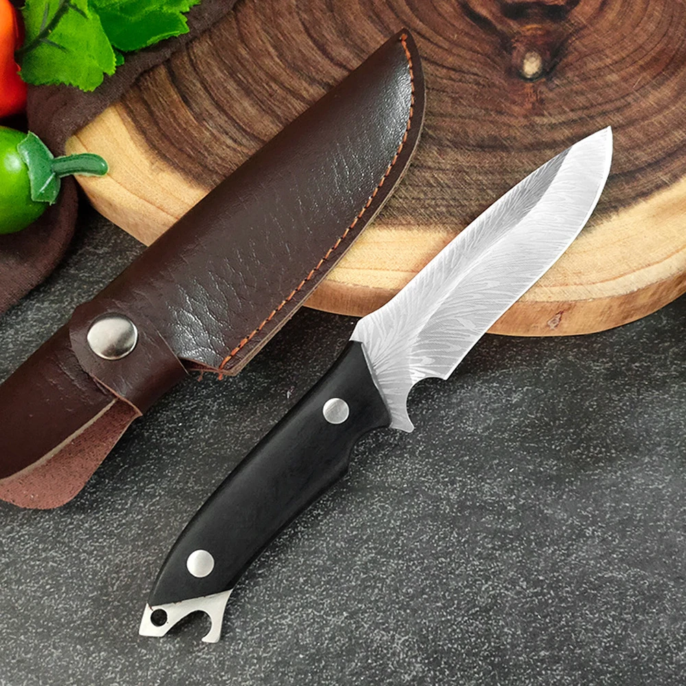 Tactical Survival Hunting Fixed Blade Knife With Leather Belt Sheath Outdoor Bushcraft Full Tang Military Camping Knives For Men