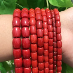 AA High Quality Natural Stone Drum Shape Red Coral Beads Loose Beads For Jewelry Making Necklace DIY Bracelet 15'' Strands