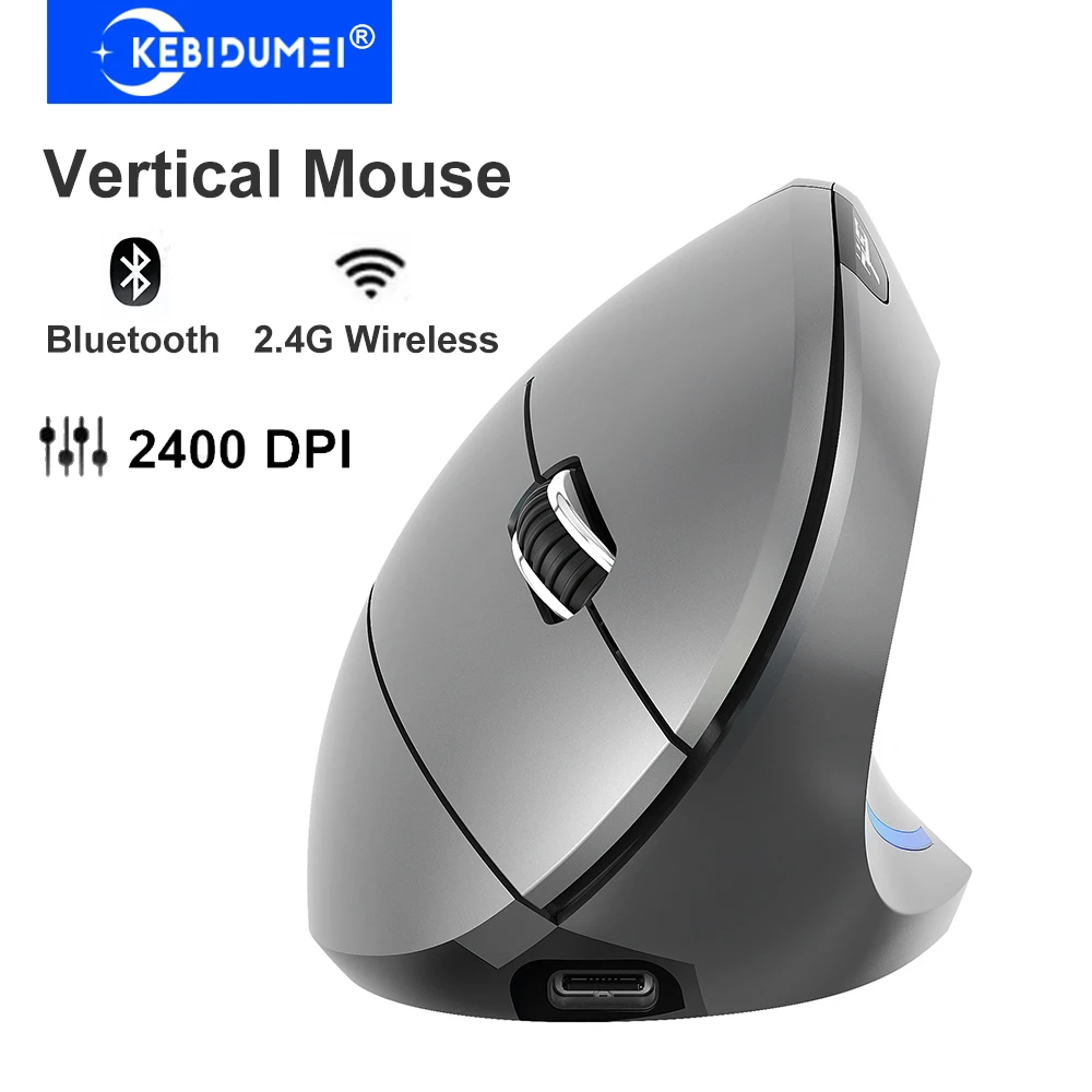 

Двухрежимная вертикальная мышь 2,4G, беспроводная мышь, Bluetooth-мышь, 600 мАч, перезаряжаемая мышь, бесшумная мышь, 2400 точек на дюйм для настольного ноутбука