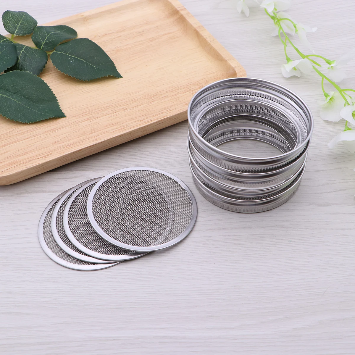 

4 Pcs Stainless Steel Filter Jar Lid Replacement Fermenting Lids Growing Sprouts Germination Ball Wide Mouth Cookware Supplies