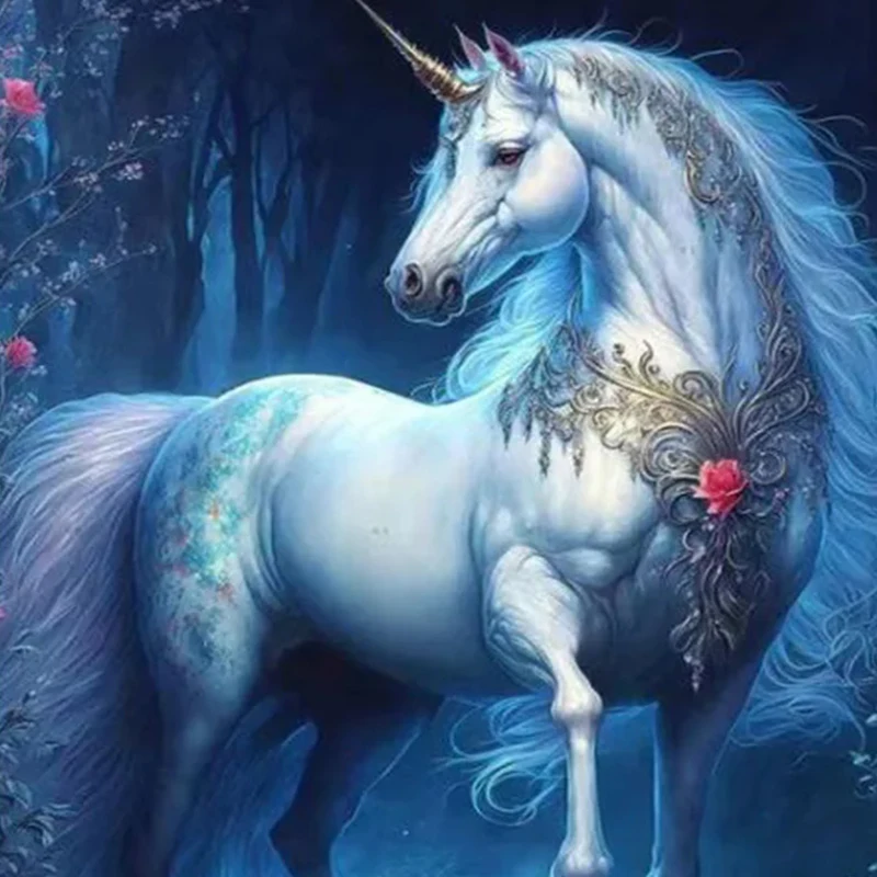 

AB Diamond Cross Stitch White Unicorn 5D DIY Diamond Embroidery Rhinestone Painting Diamond Painting 2024