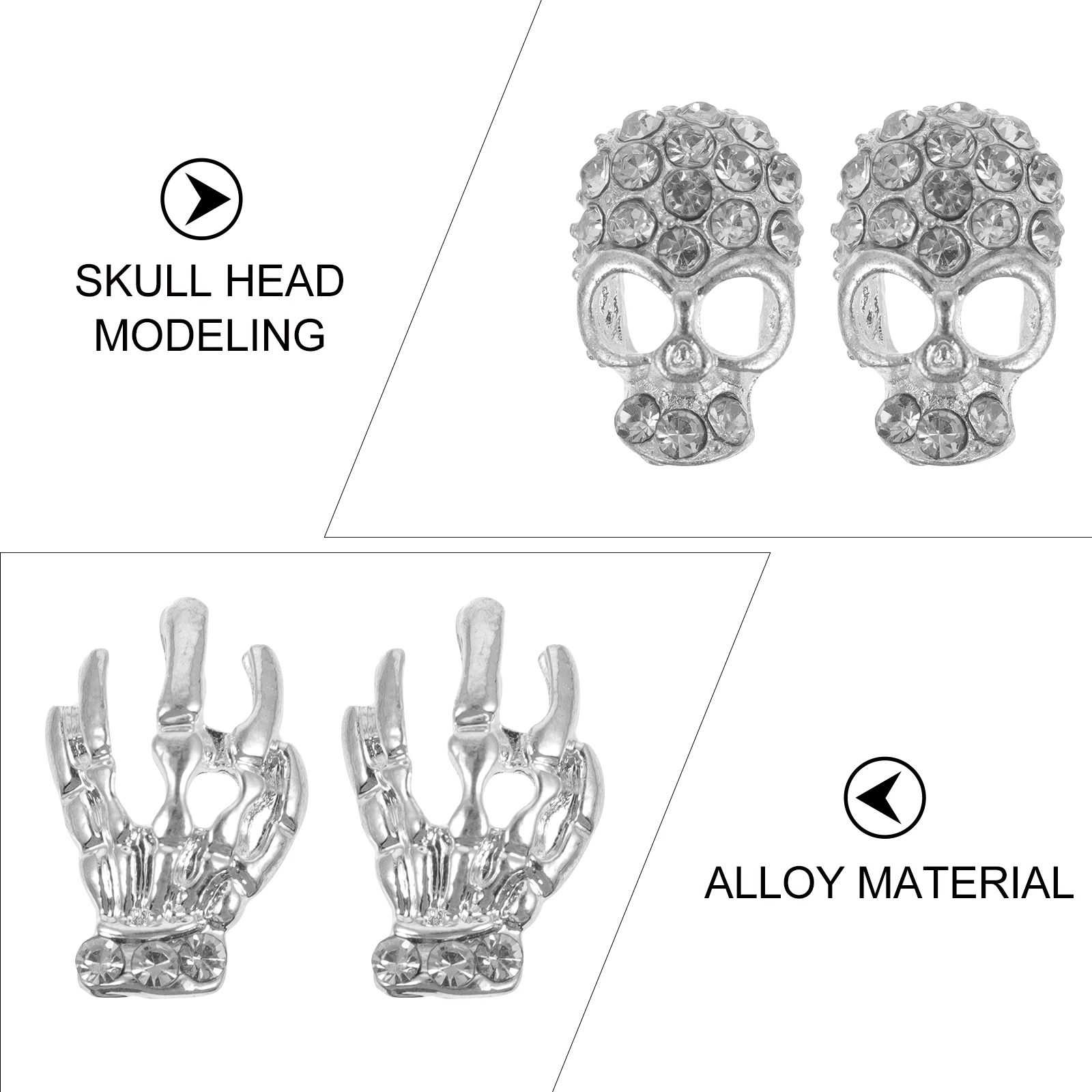

40pcs Skull Head Nail Art Decorations Jewelry Glitters Manicure Stickers Tips Decals Cellphone Charms Nail Paste Set