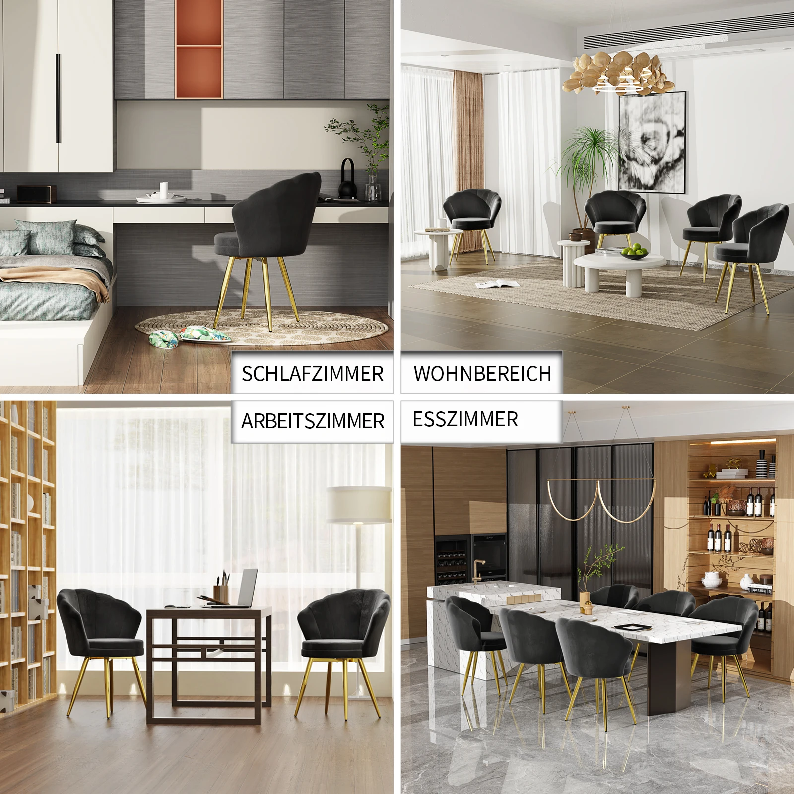 Silla tapizada de terciopelo, respaldo acolchado, patas doradas, sillón de salón, adecuado para sala de estar, dormitorio y comedor 42x40x80