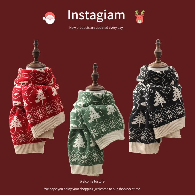 

Korean Version New Knitted Scarf Shawl Warm Girls Students Cute Couple Large Scarf Double-Sided Thickened