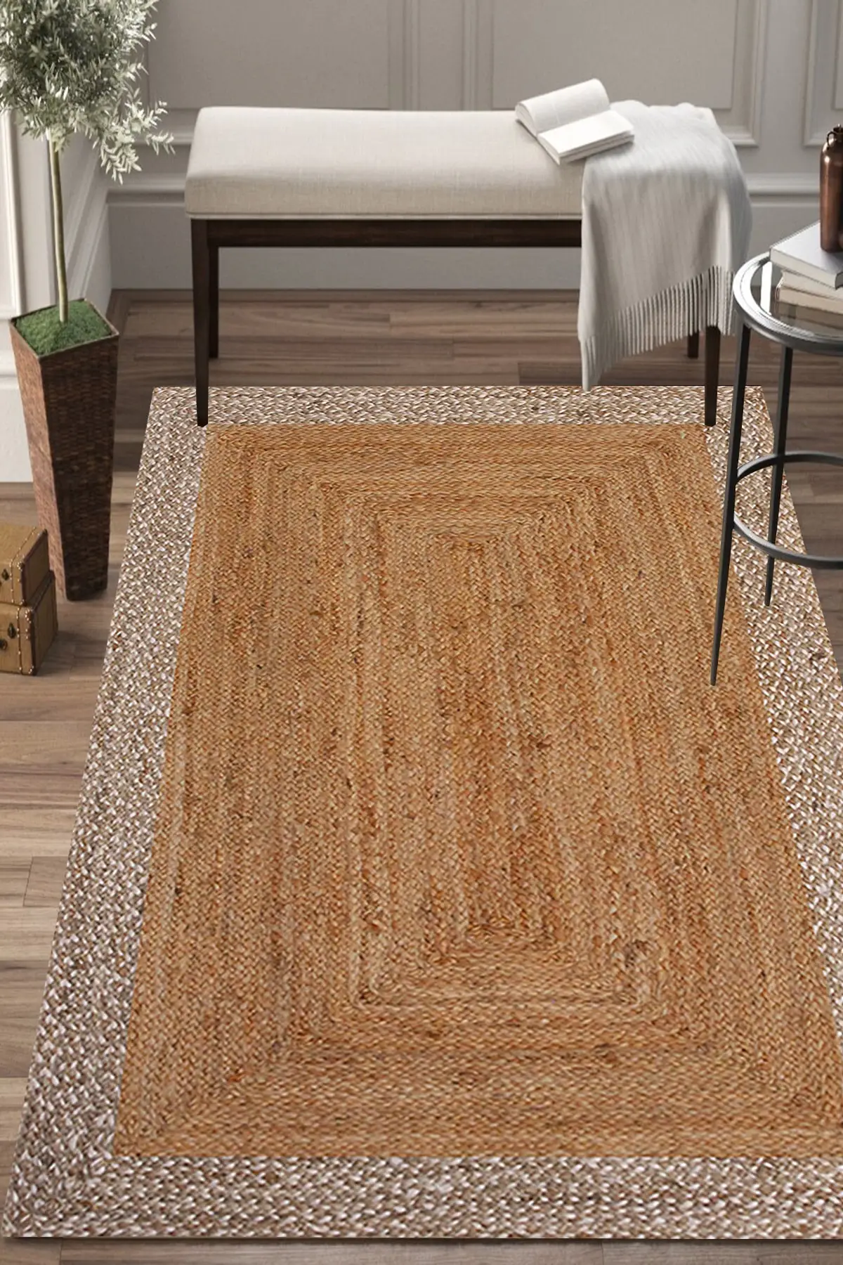 DOLBOVI Else coffee wicker looking pattern digital printing washable non-slip base corridor carpet runner Dts-32