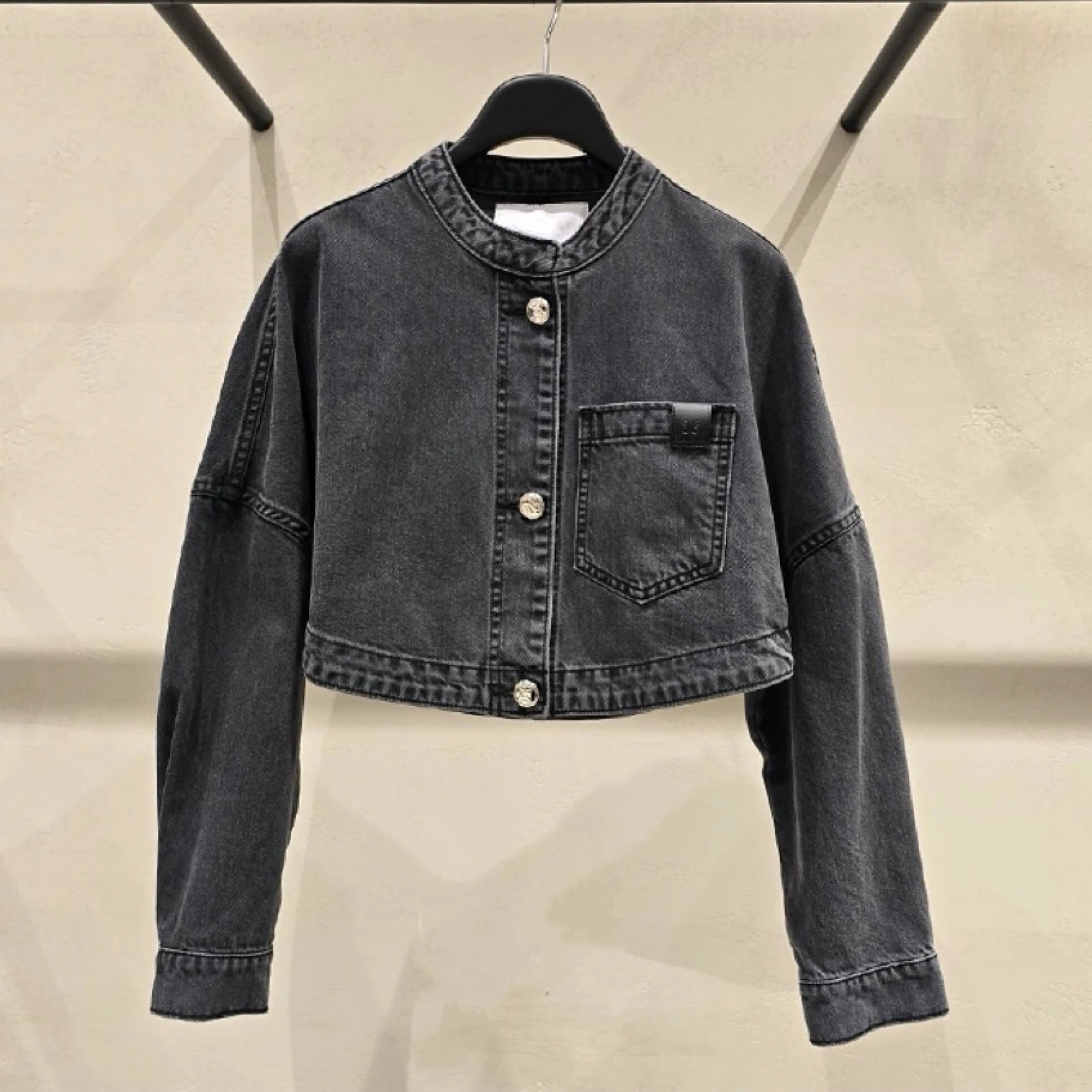 

Корейская женская джинсовая куртка OBZ25 с пуговицами, свободного кроя, с круглым вырезом, в двух цветах, для повседневной носки