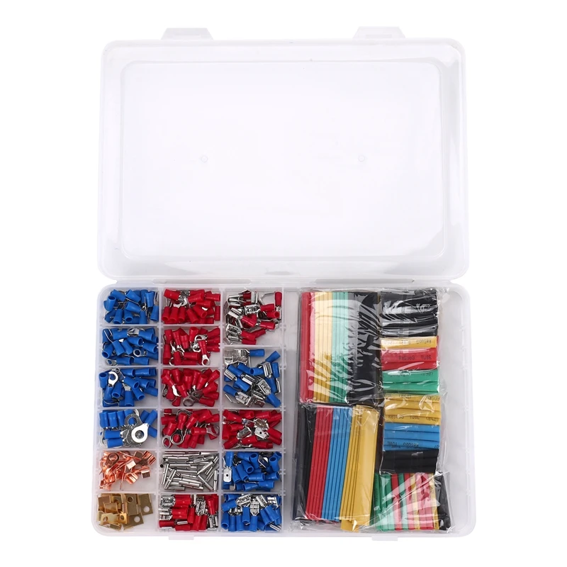 678Pcs Electrical Wire Terminals Set, 350 PCS Crimp Terminals Butt Connectors + 328 PCS 2:1 Heat Shrink Tubing Assorted Insulati