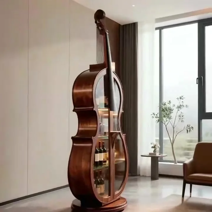 

A cello North American black walnut wine cabinet display living room art European solid wood