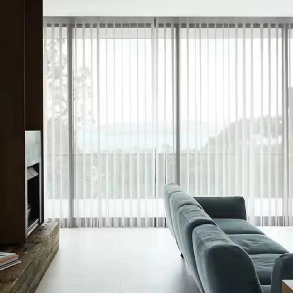 Customize Size Dream Curtain Vertical Blinds Sheer Fabric Motorized Curtains for Sliding Doors French Windows Living Room