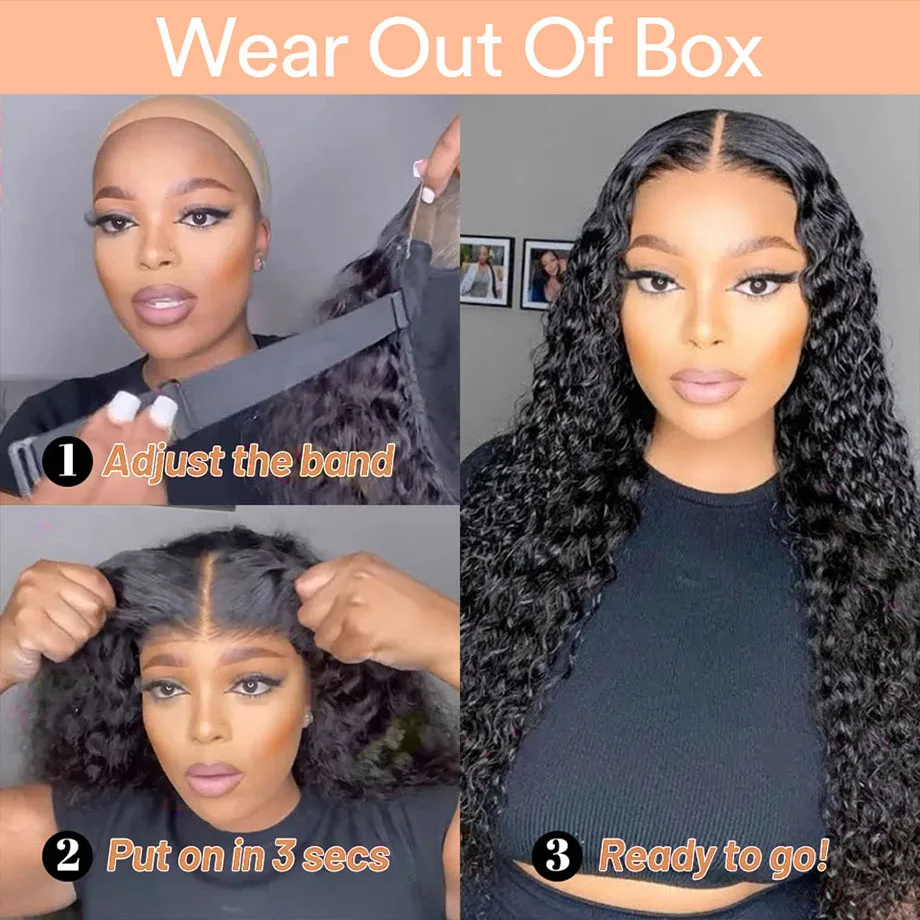 5x5 HD Lace Closure Curly Wigs Human Hair 5x5 Water Wave Wear and Go Glueless Wigs Pre Plucked Pre Cut Lace Wig For Women Choice