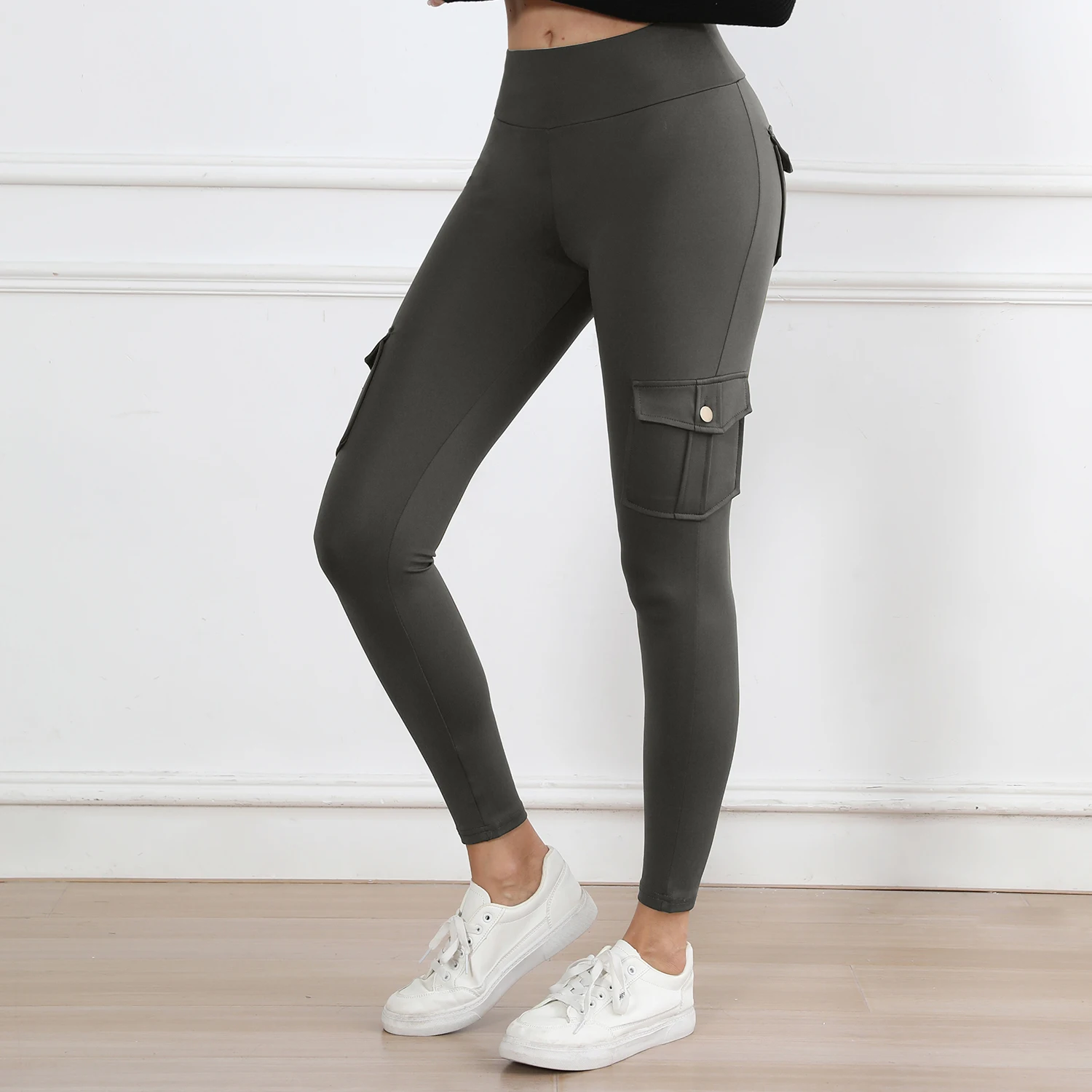 Damen-Fitness-Leggings mit hoher Taille und Taschen – stilvolle und bequeme Stretch-Fitnesshose für Outdoor- und Sportaktivitäten