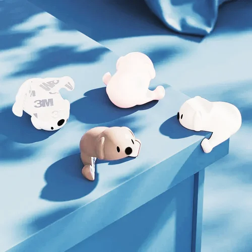 아기용 만화 강아지 테이블 코너 보호대, 유아 안전 보호 가드 패드, 테이블 가장자리 가드, 부드러운 머리 충돌 방지, 4 개 