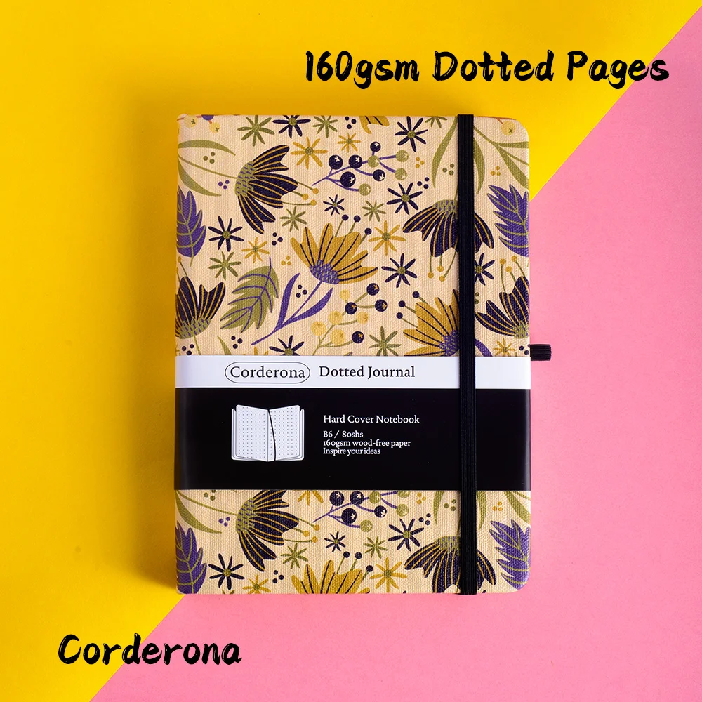 

Floral B6 160gsm Bullet Dotted Journal Vintage Flowers Hard Cover Thick Paper Dot Grid Notebook