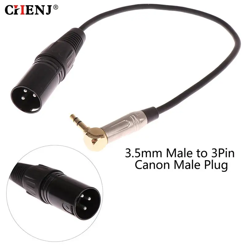 30cm XLR 3-Pin Male To 90 Degree Elbow 3.5mm Stereo Plug Audio Cord Adapter Microphone Mic Cable TRS Cable Jack 3.5 Male To Male