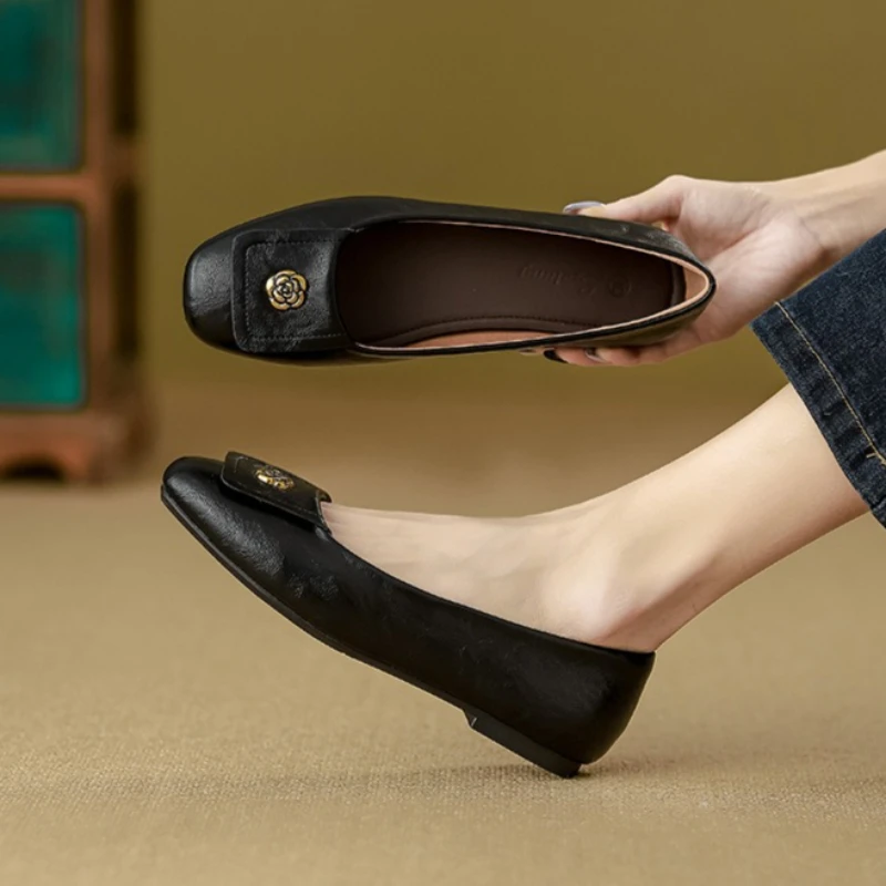 Schuhe für Damen, flache Lederschuhe, modische, lässige Bootsschuhe, Mädchen, runde Zehen, Slip-on-Loafer