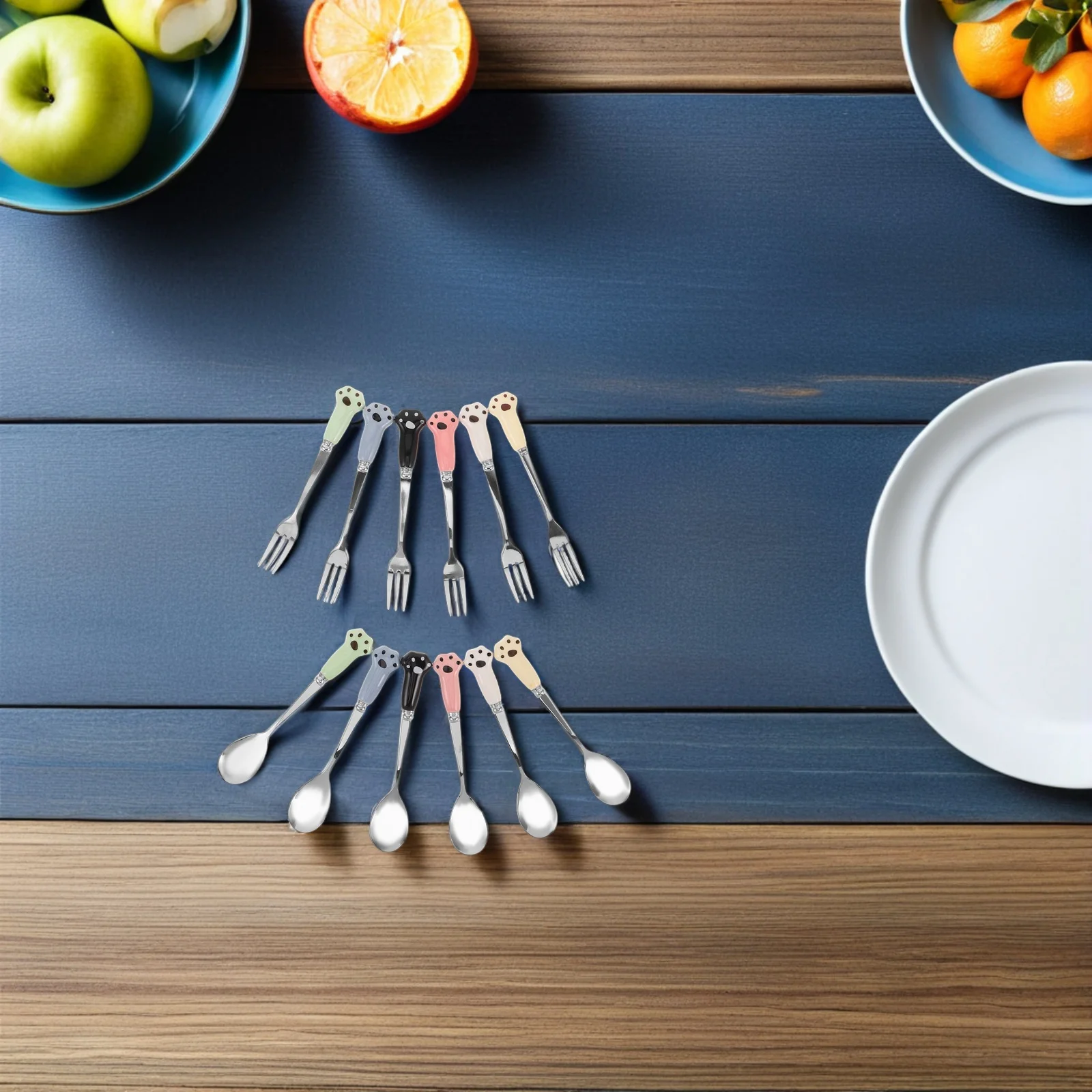 

12Pcs Pet Feeding Spoon Set Stainless Steel Long Handle Fork Scoop Multifunctional Dog Cat Food Mixing Spoon Wet Food Claw Scoop