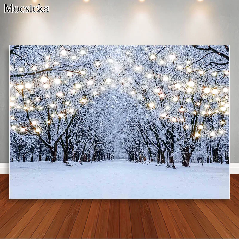 Christmas Backdrop Xmas New Year Winter Forest Photography Background for Kids Newborn Pine Snowy Photo Props Studio Booth