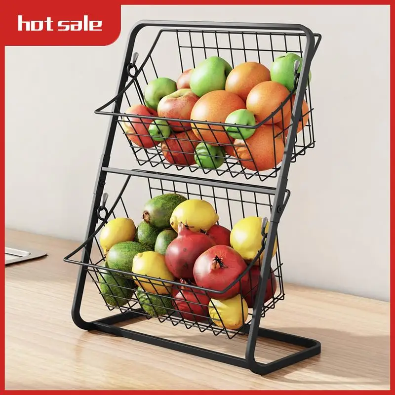 

A52I-Kitchen Organizer Shelf Double Layer Seasoning Vegetables Fruits Holder Assembly Bathroom Removable Stand Storage