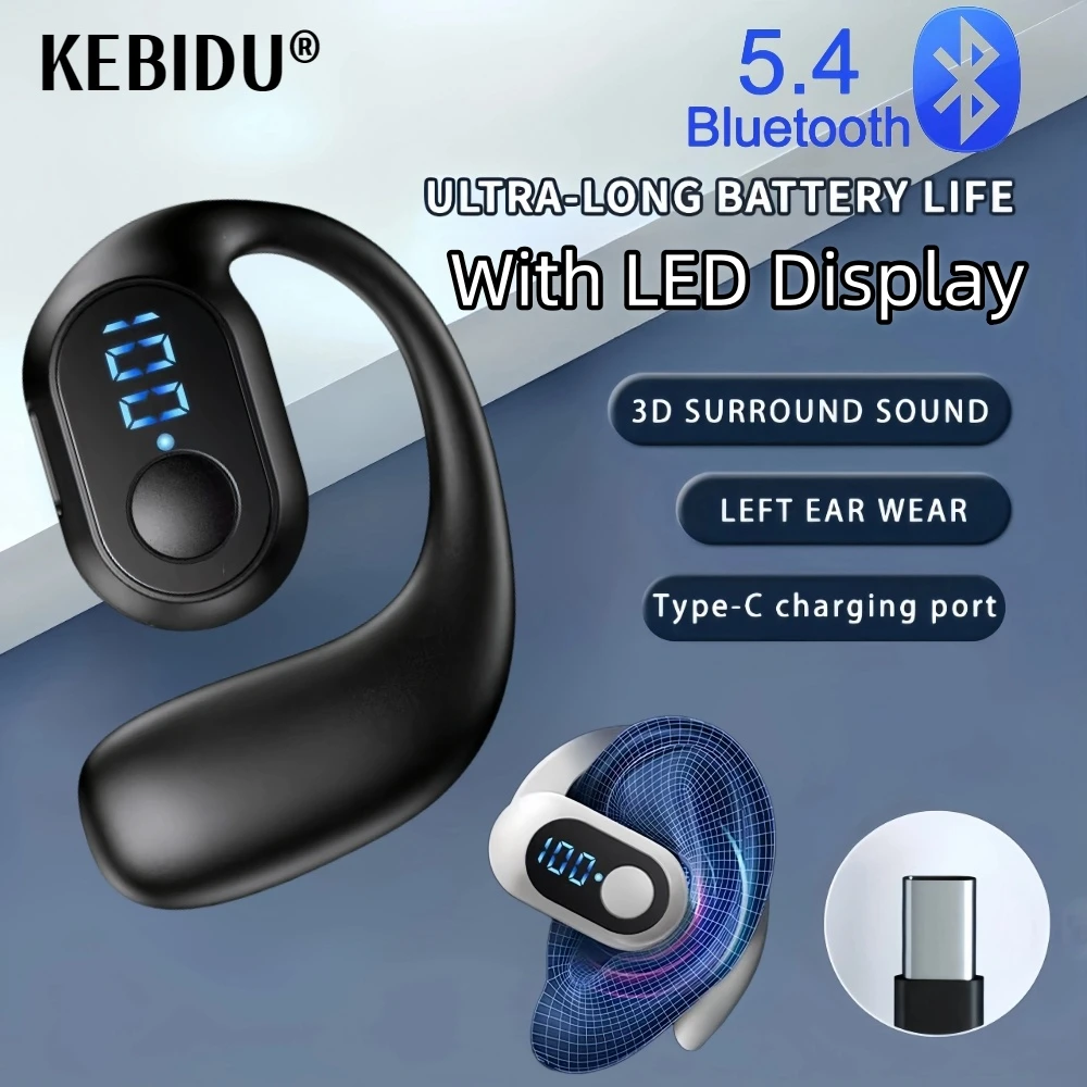 Bluetooth 5.4 Earphones Wireless Headphones With Digital Power Display Mic Noise Canceling Headset For Driving Talking Business