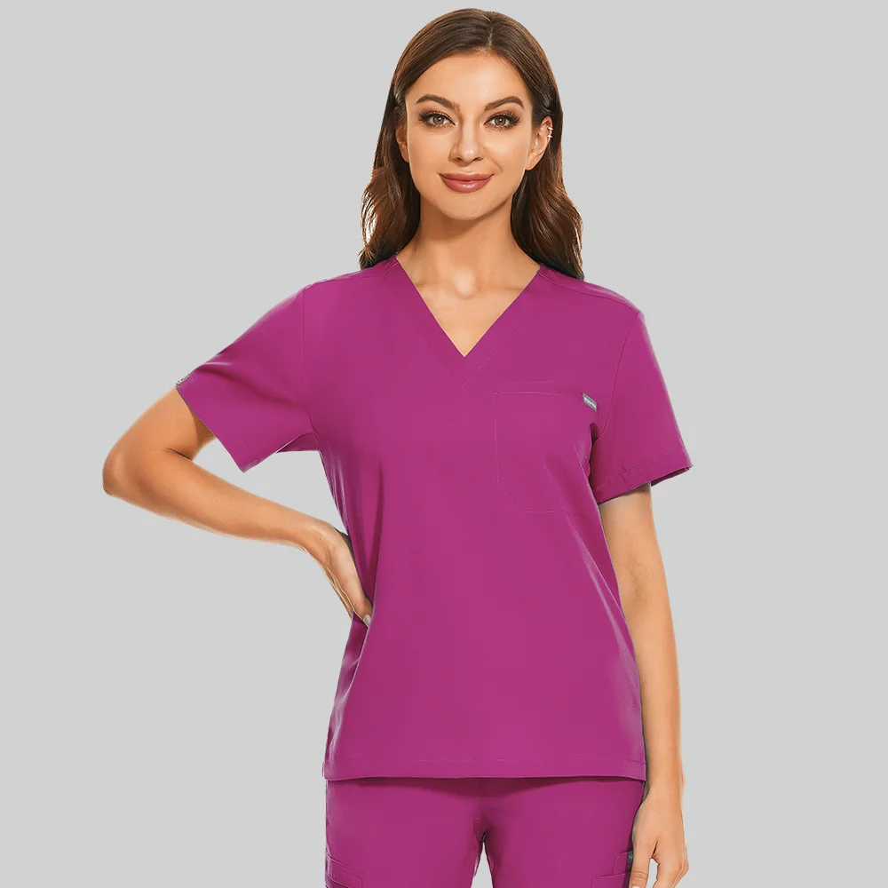 Nieuwe Eenvoudige Mode-Uniform Unisex Korte Mouw Scrub Tops Tandarts Werkend Uniform Schoonheidssalon Bureau Scrubs Uniformen Lab Blouse