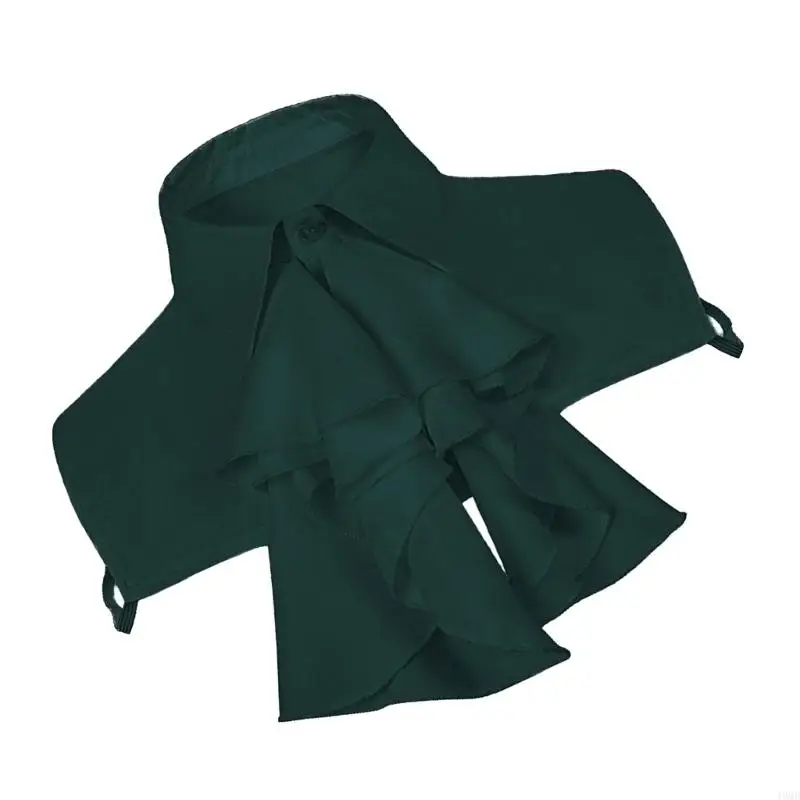 49MD Detachable Half Shirt Ruffled Depan Jabot Neck Collar Button Faux Collar Top