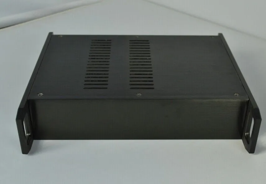Black all aluminum power amplifier chassis preamp DAC install housing with handle W316*H70*D250mm