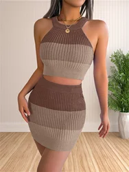 Sweater Dress for Women Summer Heart Knit Crewneck Sleeveless Sweaters 2 Piece Outfits