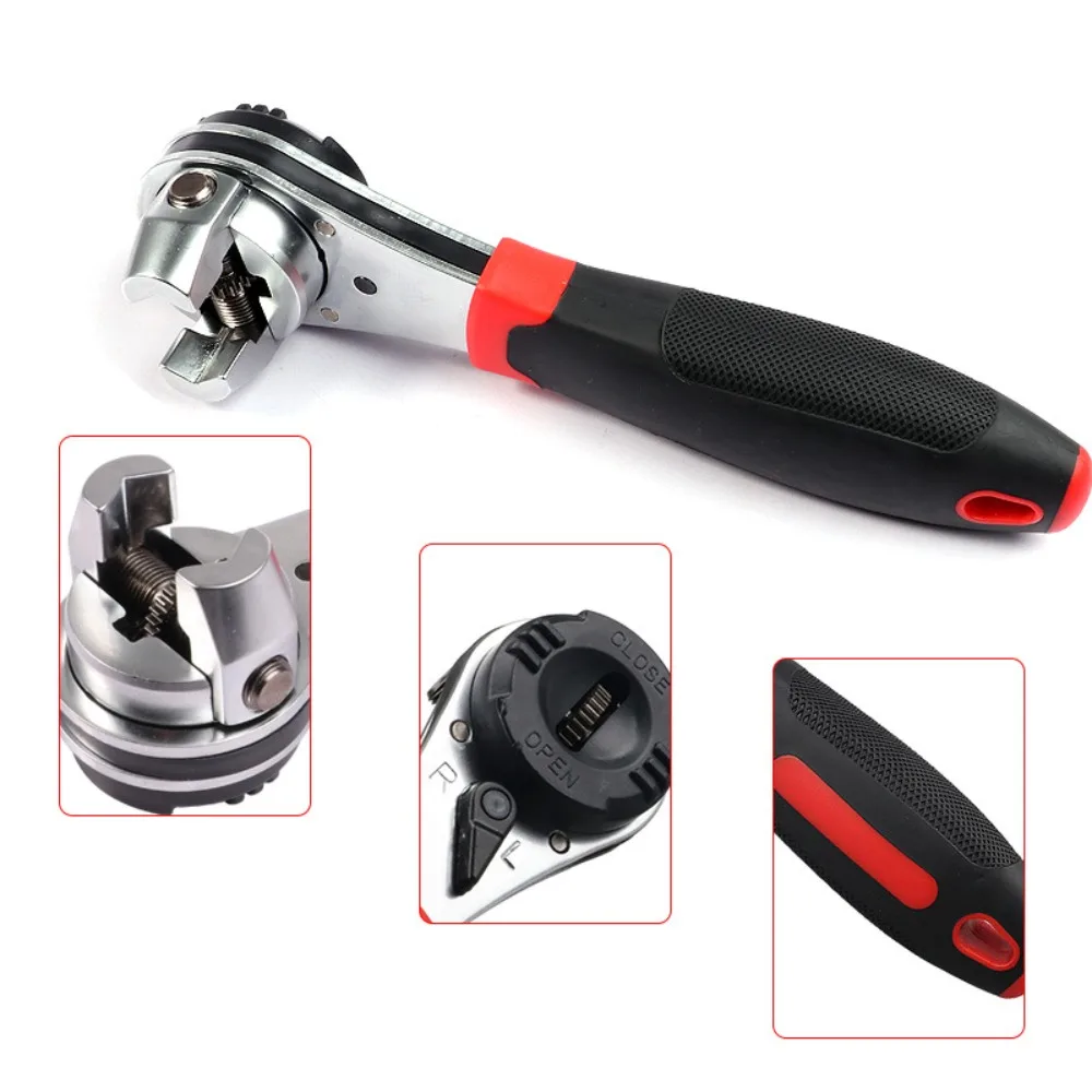 Chave de Catraca Ajustável Ferramenta Multifunções Aço Cromo Molibdênio Cabo Reto Universal 200 mm 622 mm