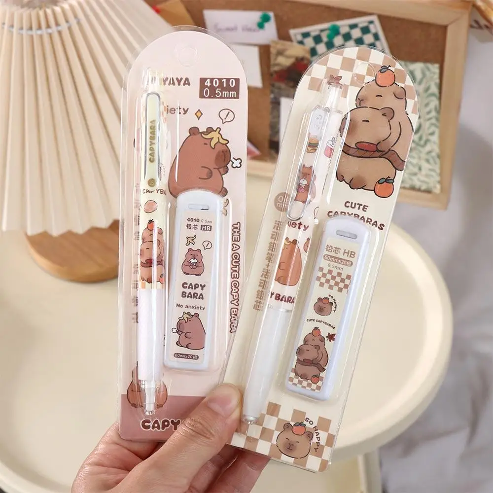 Kids Gift Capybara Mechanical Pencil Animal Cartoon Automatic Pencil Kawaii Sketch Propelling Pencil Stationery Set