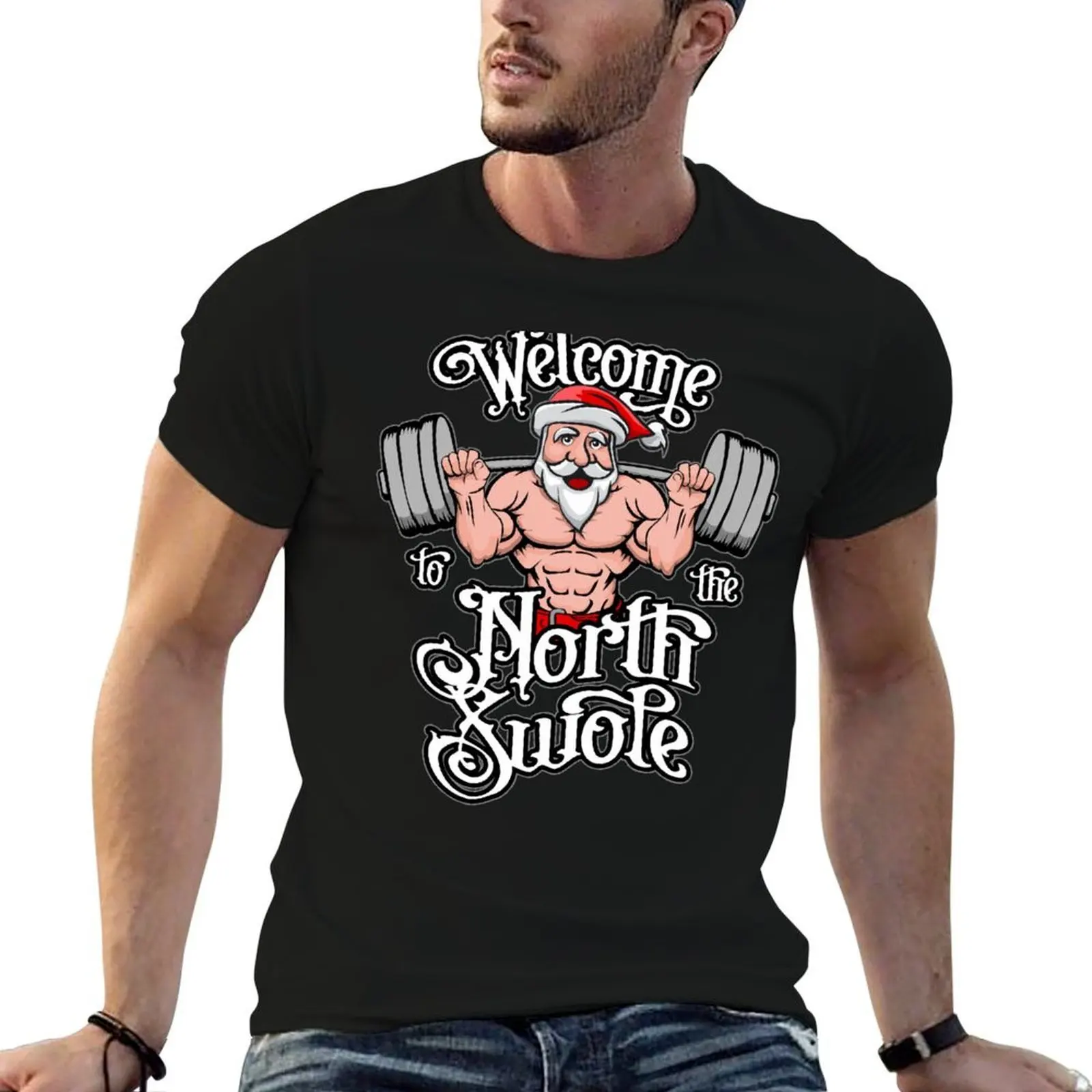 t Swole hombre hombres g pack t The To Christmas Bienvenido camisas hombre Norte para camisas de algodón Santa camiseta Gimnasio para