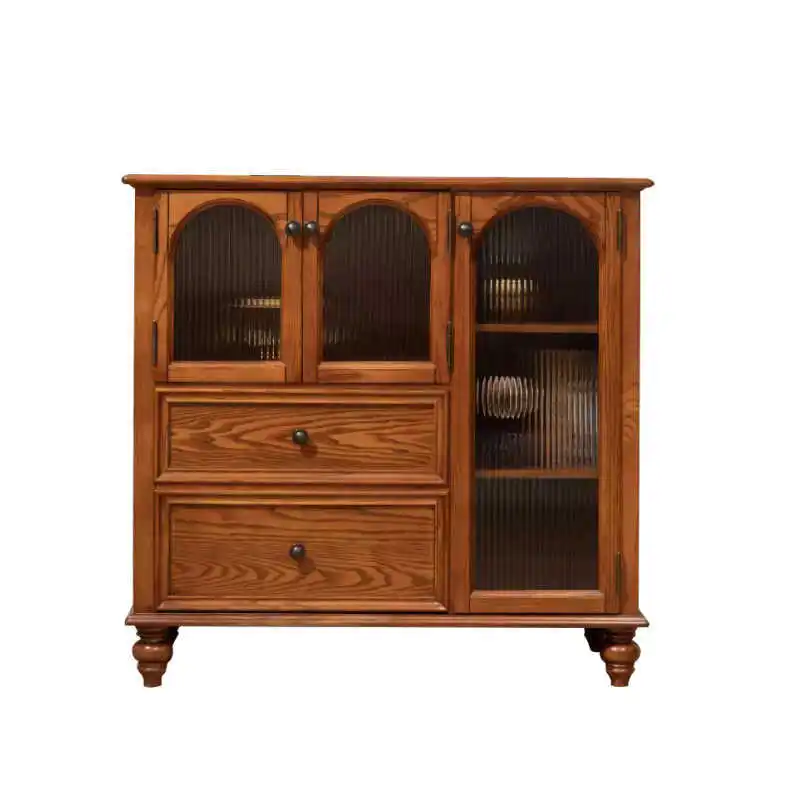 American solid wood dining side cabinet, small wine cabinet, tea cabinet, multi-functional household retro small size