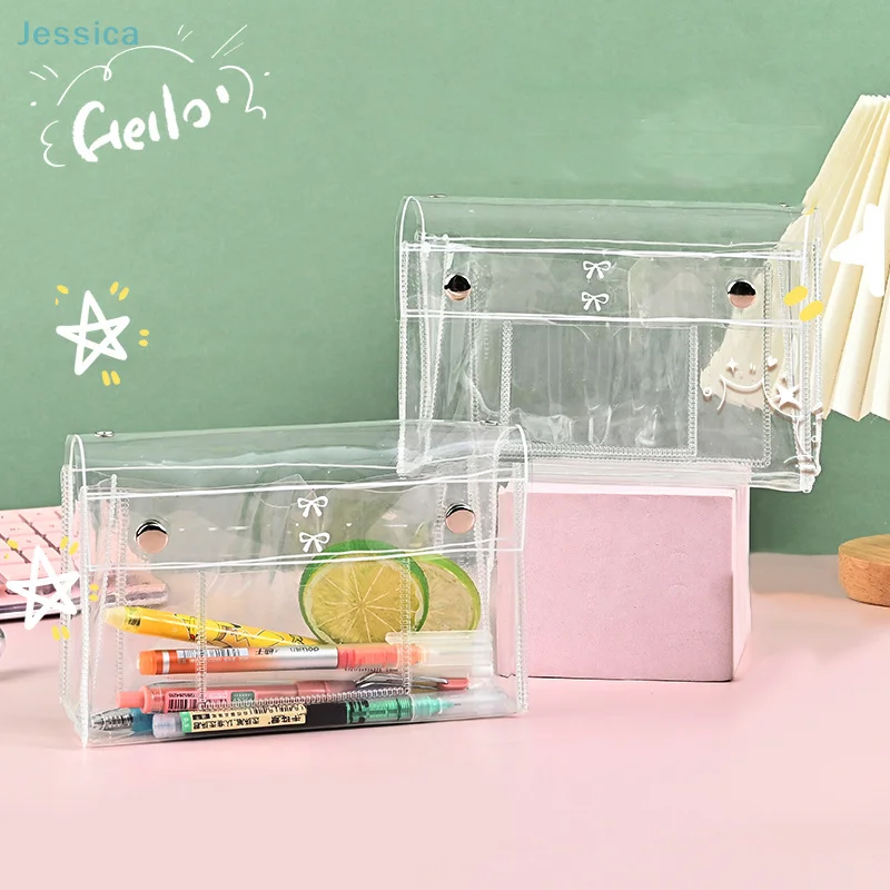 ♥ PVC Transparent Federmäppchen Große Kapazität Makeups Schreibwaren Bleistift Tasche Federmäppchen Kartenhalter Wasserdichte Schreibwaren Tasche
