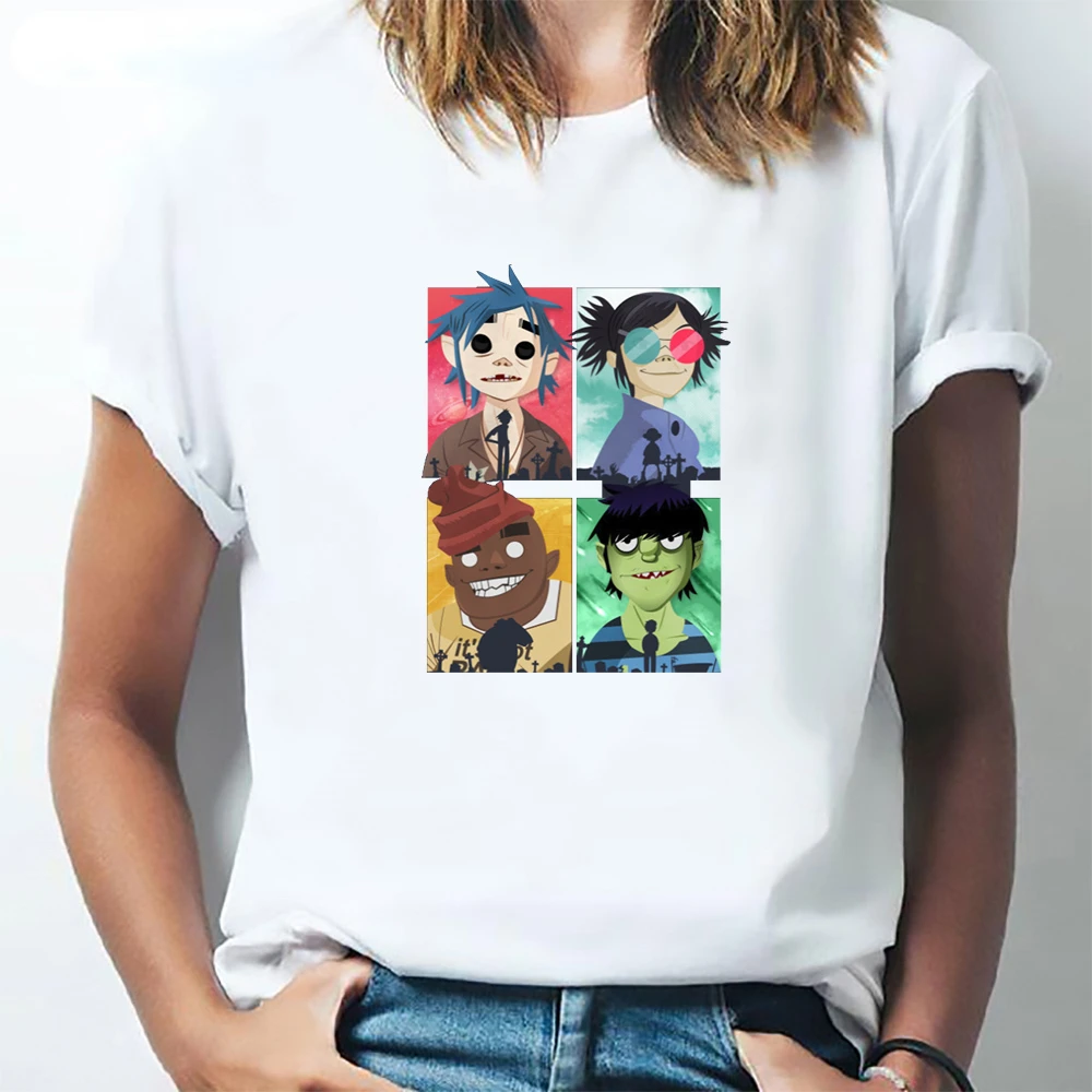 Rock Rap Graphic T-shirts Gorillaz Band T Shirt Novelty Trend Women Men Summer Fashion Vintage Short-sleev Streetwear Camisetas