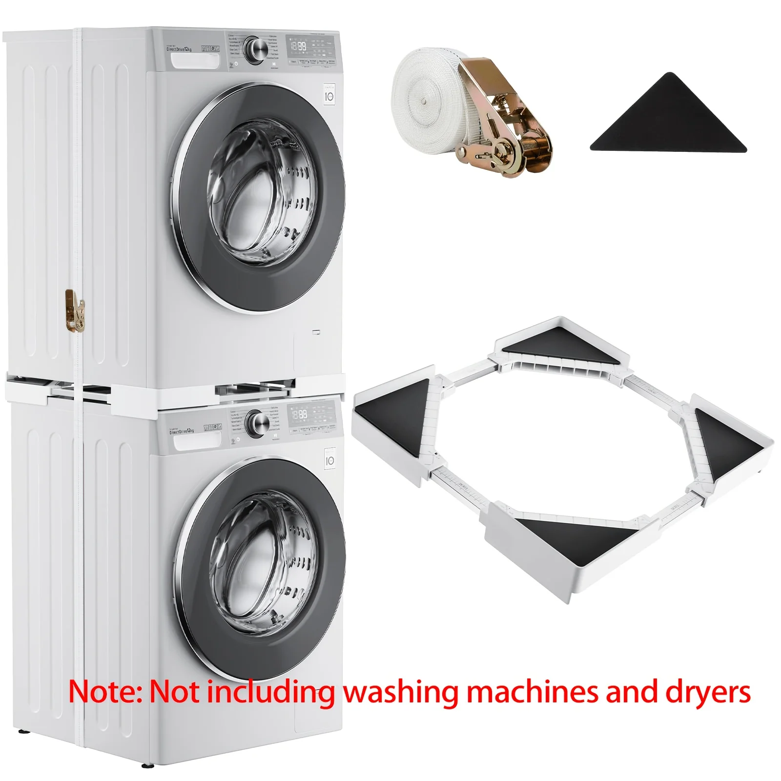 

SEISSO Washer Dryer Stacking Kit (Excluding The Washing Machine And Dryer), Universal Stacking Kit for 27"/26"/25"/24" Washing Machine & Dryer, Adjustable Laundry Stacking Kit with Fix Belt And Rubber Mats Fit for Front Load Washer And Dryer)