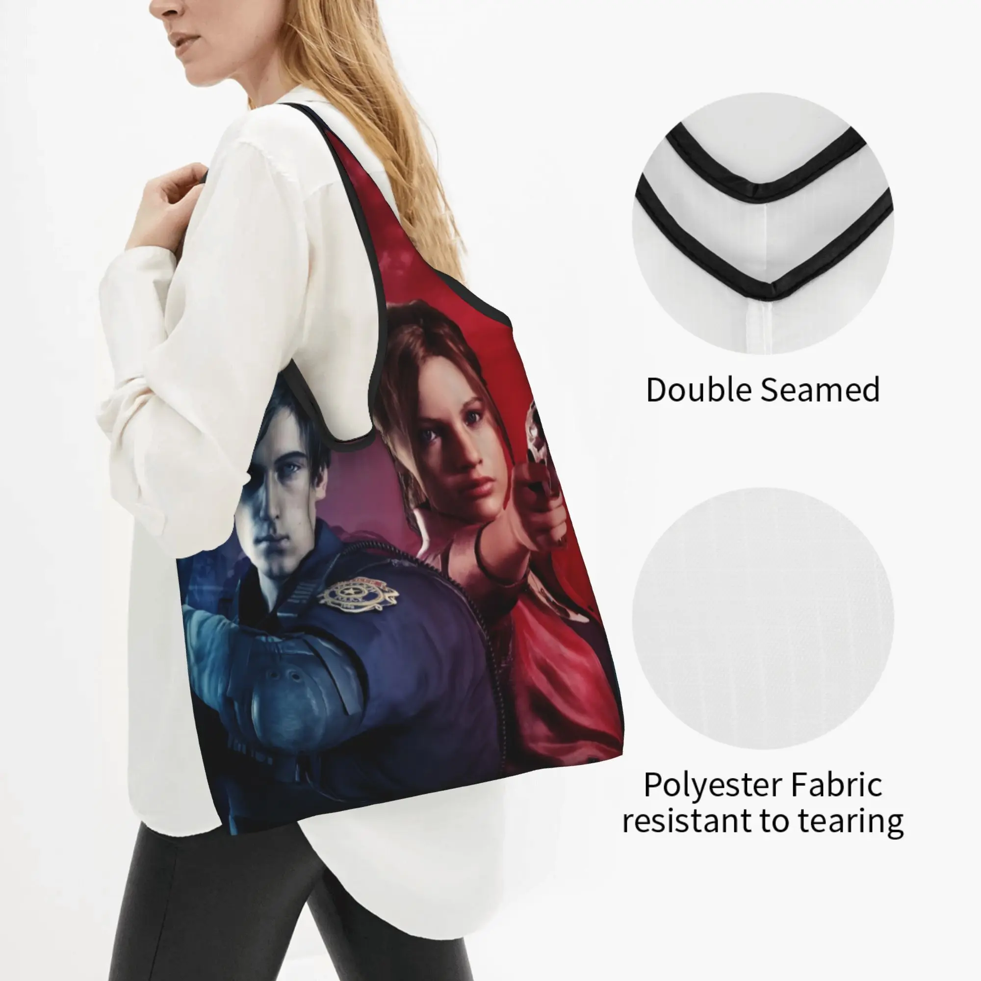 Funny Printing Resident Evil Japan Horror Game  Shopping Tote Bag Portable Shoulder Shopper  Handbag