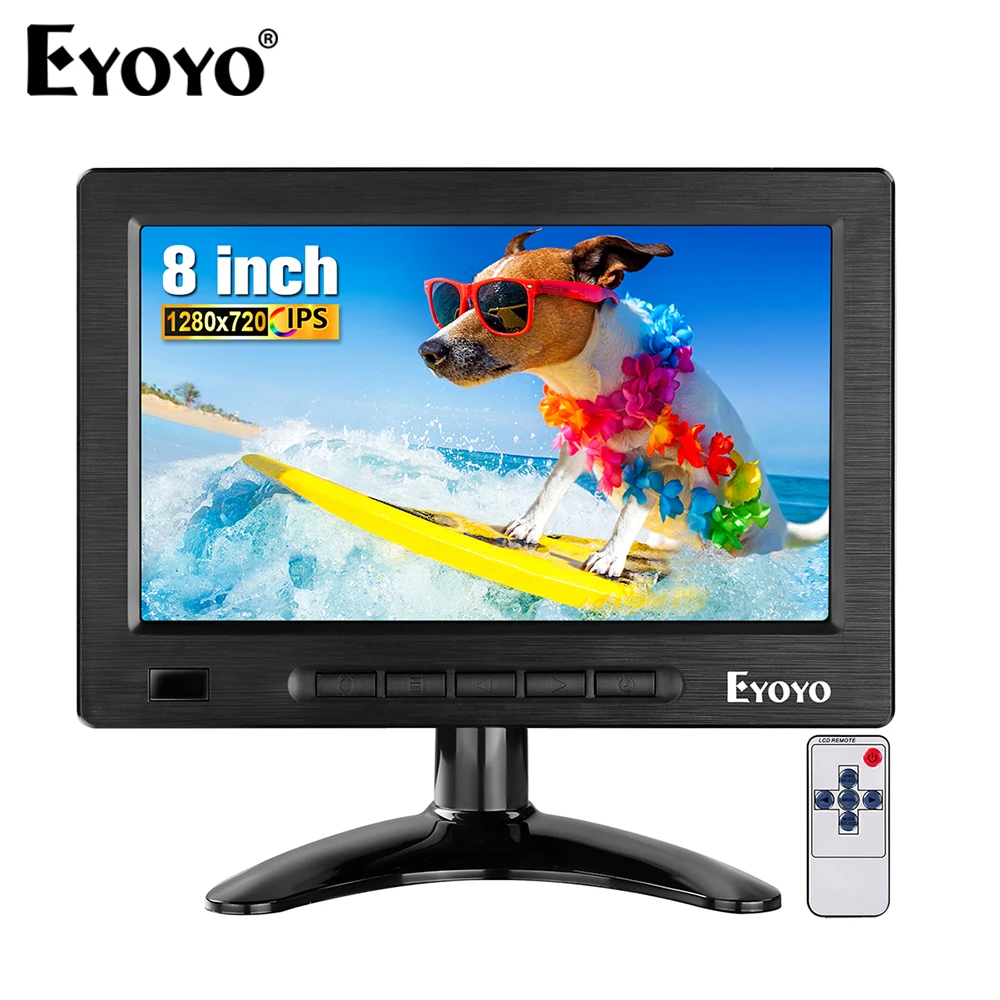 

Eyoyo EM08S Mini 8" VGA IPS Display 1280x720 Second HDMI Monitor for Computer/PC/Raspberry Pi, Support Remote Control/Wall Mount