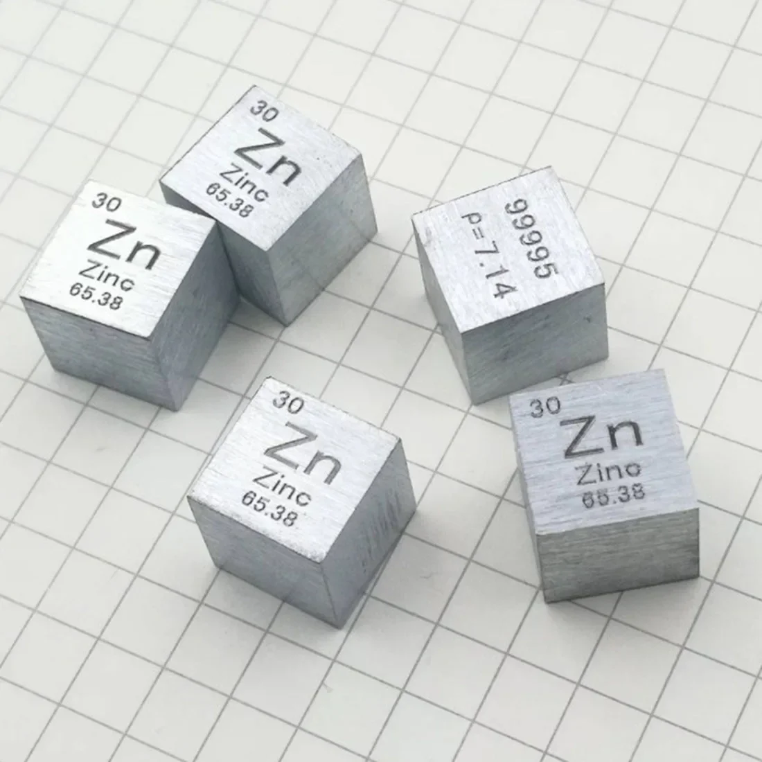 Zinc Metal Zn 10mm Density Cube 99.99% Pure for Element Collection