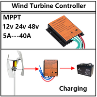 5000W 10A 20A 30A 40A 12V 24V Auto 48V MPPT Wind Charge Controller For Wind Turbine Generator Water Proof IP68 For Home Use