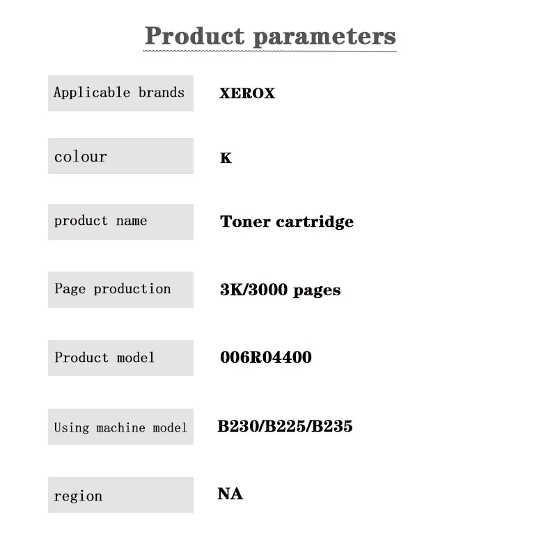 006R04400 006R04401  Toner Cartridge 3K  6K  NA/W.EU  for Xerox B230/B225/B235