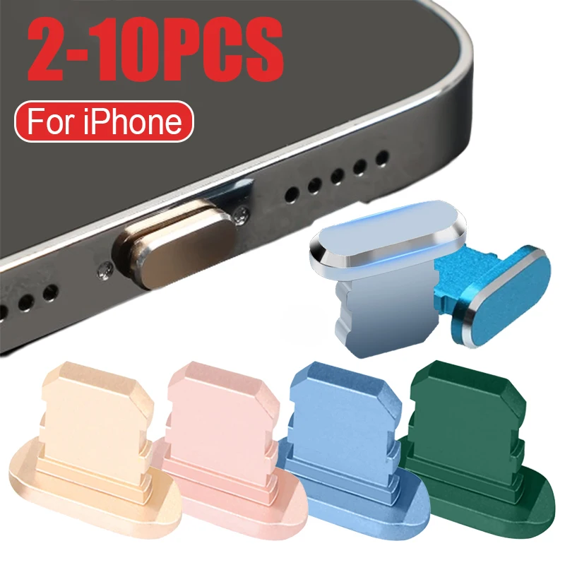 2-10PCS Aluminum Alloy Anti Dust Plug for IPhone 13 12 11 Pro Max 7 8 Plus IPad AirPods Apple Series Lightning 8-pin Port Cover