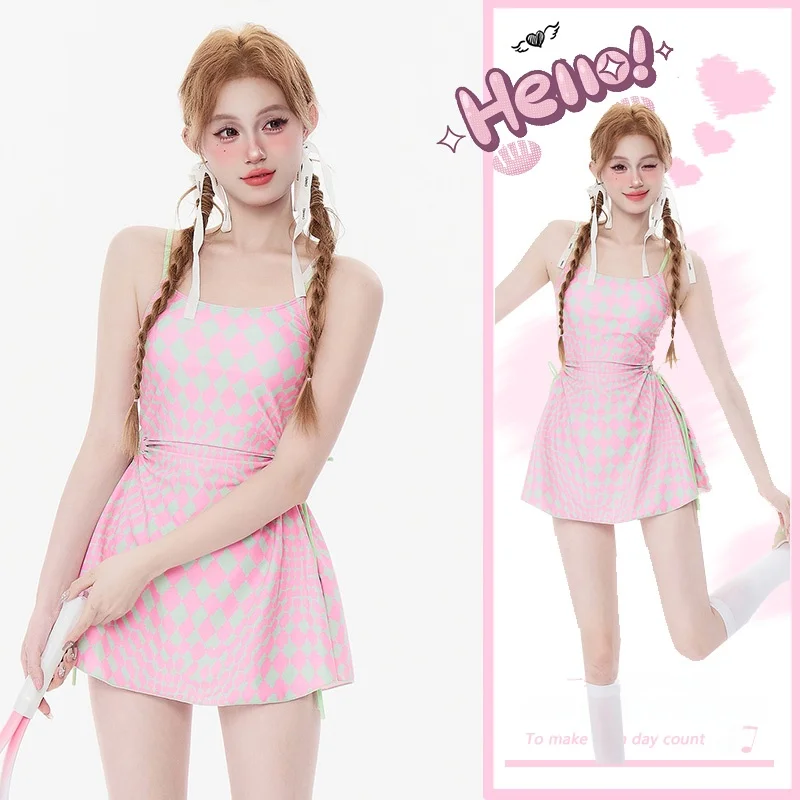 

Cute Student Girl Cheered Patterned Dstring Strapl Two-Piece Swimsuit Women's Spor Fitn Fan Gear Bikini Swimsuit