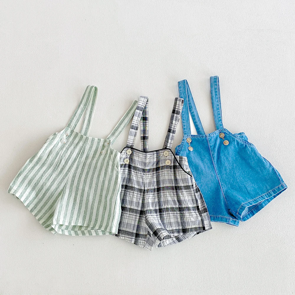 Baby Overall Denim - Vintage linnen katoenen denim baby kinderoveralls