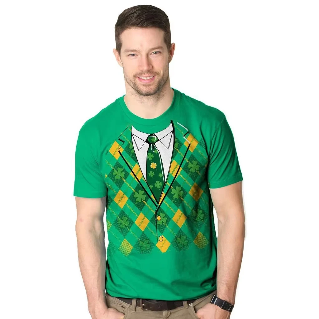

Plaid Green Tuxedo T-Shirt St. Patricks Day Shirt, Awesome Patty's Day,3D Shirt, Irish, Ireland, Celtic Gaelic Men's Plaid